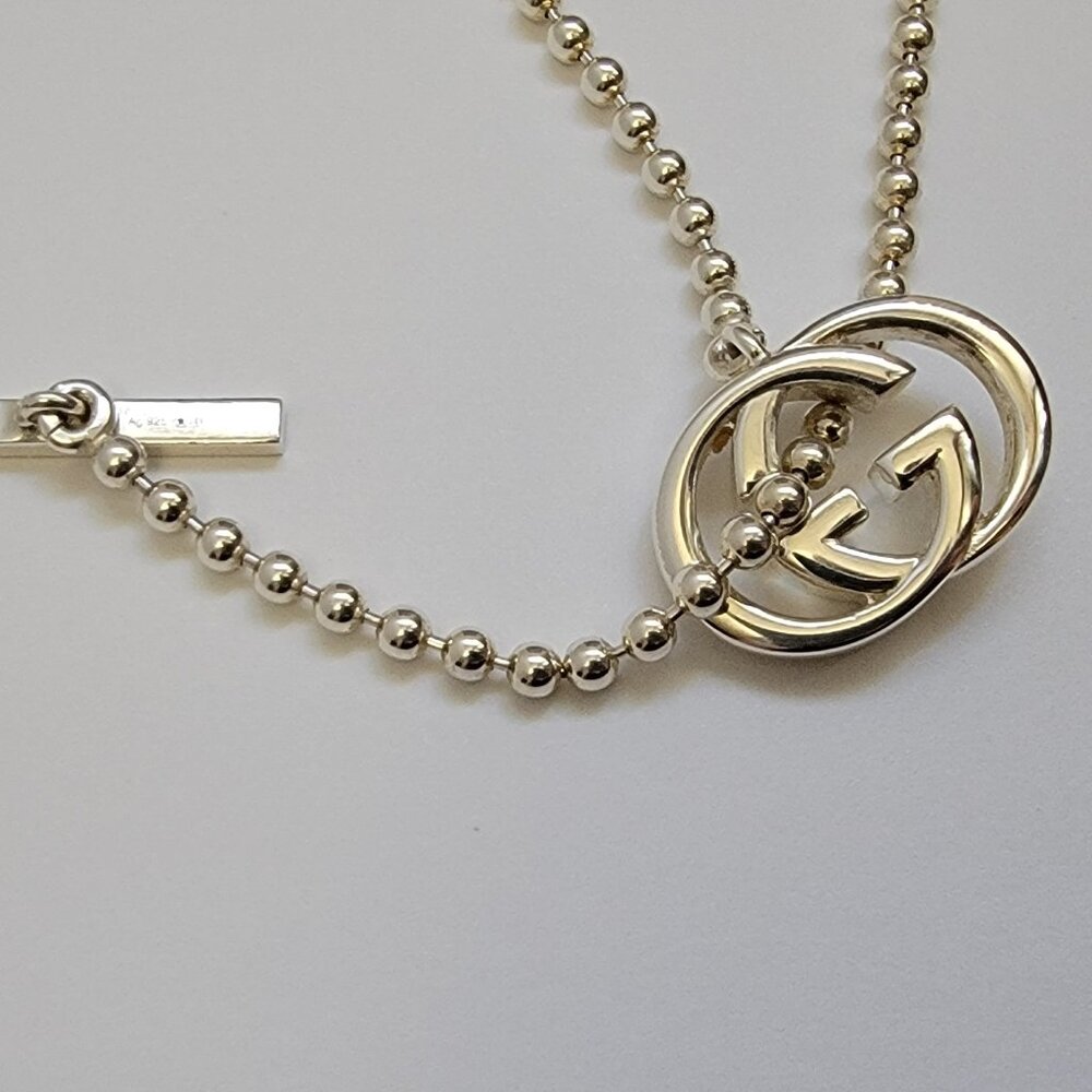 GUCCI Sterling Silver Britt Double G Toggle Necklace - Picture 7 of 13